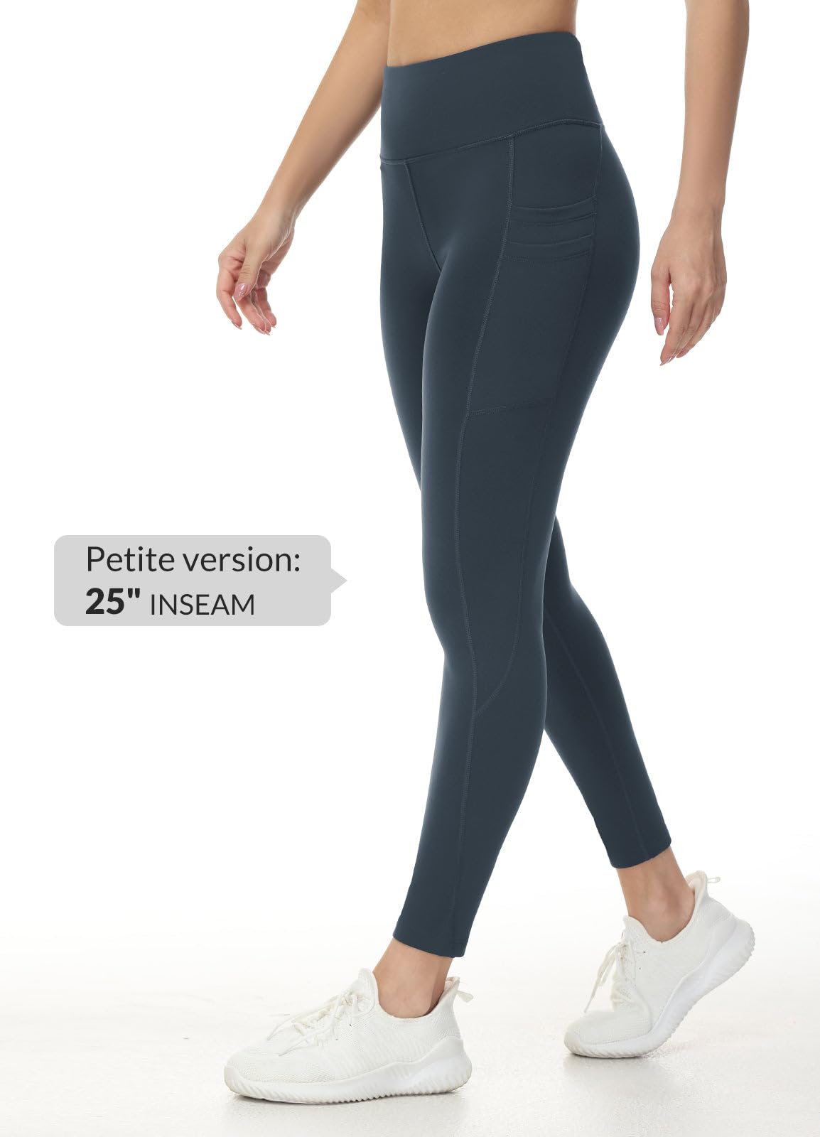 baleaf Fleece Lined Leggings Women Water Resistant 25" Petite Winter Warm Legging Thermal Running Tights Yoga Hiking Pants Grey 2XL