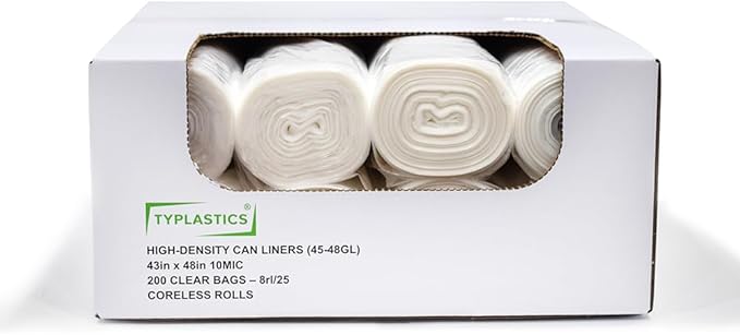 TYPLASTICS 45-48 Gallon Clear Trash Can Liners