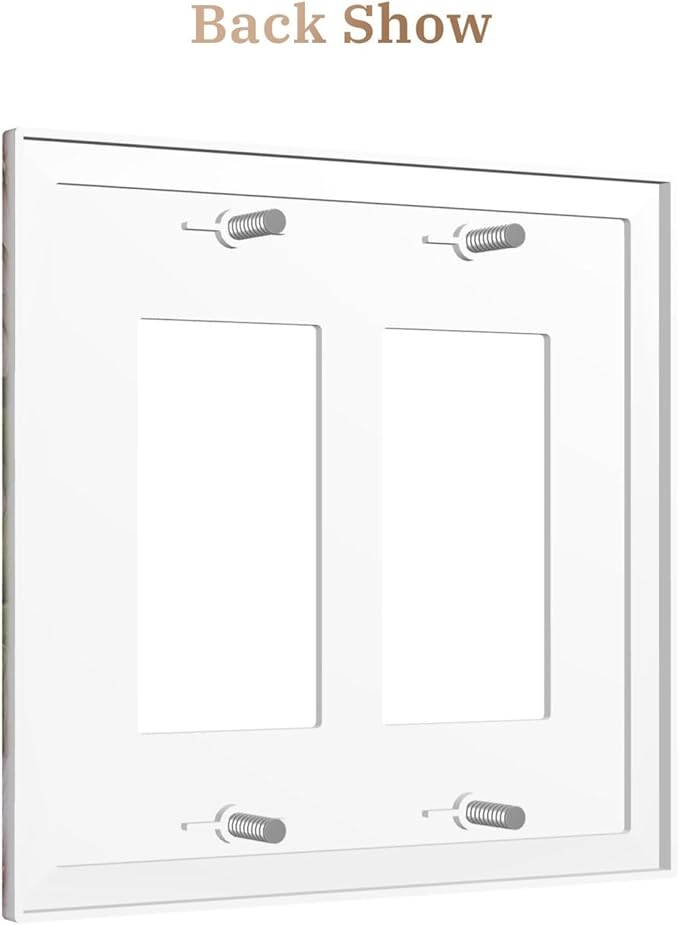 Decorative Art Light Switch Covers Blossom & Hummingbird 2 Gang Dual Rocker Outlet Switch plate Faceplate GFCI for Home Decor
