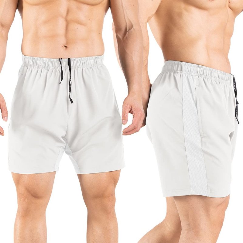 Gaglg Men's 5" Running Shorts 2 Pack Quick Dry Athletic Workout Gym Shorts with Zipper Pockets Black/White,Medium