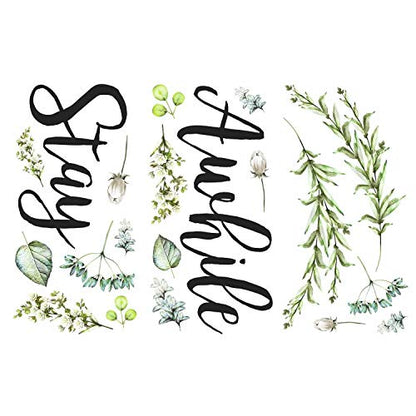 RoomMates RMK3883SCS Stay Awhile Quote Peel and Stick Wall Decals,Black, Green, White, Blue