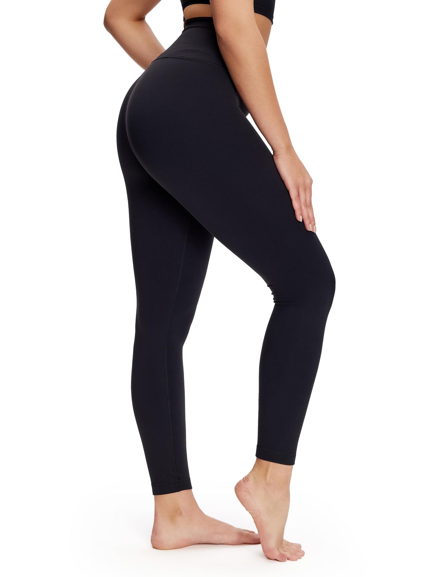 NANJI High Waisted Leggings for Women - Tummy Control Buttery Soft Yoga Pants, Squat Proof Stretch Workout Casual Leggings (M, Black)