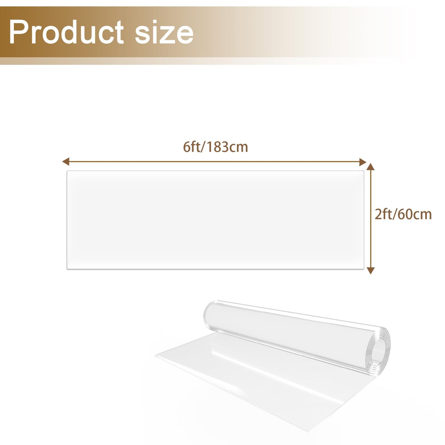 2 x 6 ft Plastic Runner, 24”x72“ Vinyl Runners for Foors, 60 mil Thick Clear Mat Hard Floor, Plastic Rugs Protection for Entryway Hallaway Office
