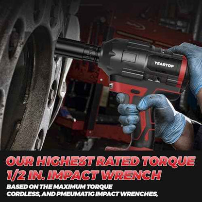 Cordless Impact Wrench 1/2 inch for Miwaukee 18V Battery, 900Ft-lbs(1200N.m) Brushless Impact Driver with 4-Mode Speed, High Torque Impact Gun with 6 Sockets, LED Work Light (Battery NOT included)