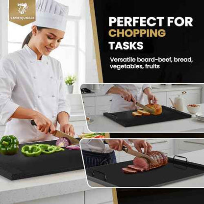 Noodle Board Stove Cover, 29.5" x 22" Wood Stove Top Covers with Handles for Electric & Gas Stoves, Easy to Clean Dual Purpose Kitchen Organizer. (Black)