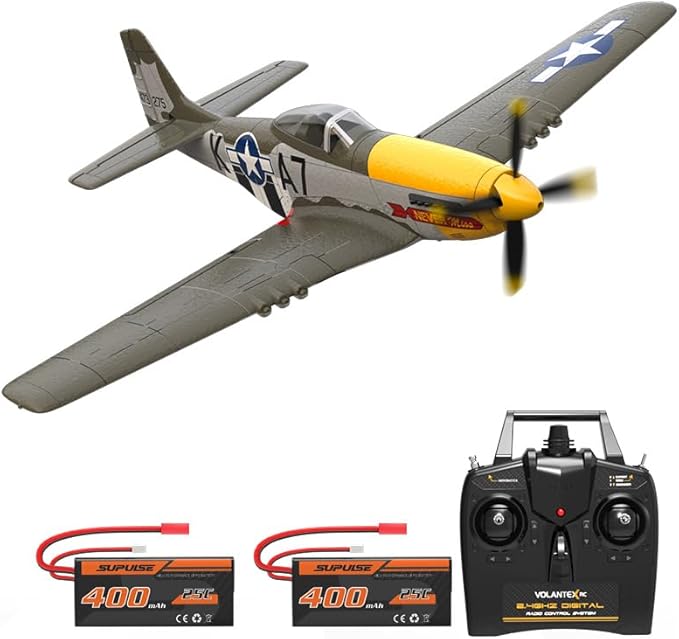 RC Airplane Brushless P51D Mustang RC Plane Ready to Fly Remote Control Airplane Fighter with 6-Axis Gyro 3 Flight Modes &amp Aerobatics 2.4GHz Radio Controlled Aircraft for Beginners Boys &amp Ad