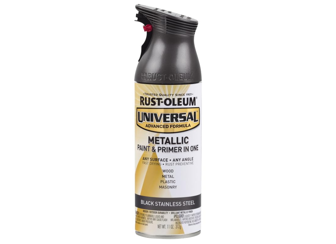 Rust-Oleum 314558 Universal All Surface Metallic Spray Paint, 11 oz, Black Stainless Steel