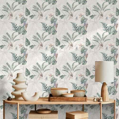 Peel and Stick Wallpaper Tropical Botanical Palm Tree Leaf Contact Paper Waterproof Self Adhesive Removable Floral Boho Vinyl Roll for Bathroom Bedroom Living Room Kitchen 17.32" x 118.11"