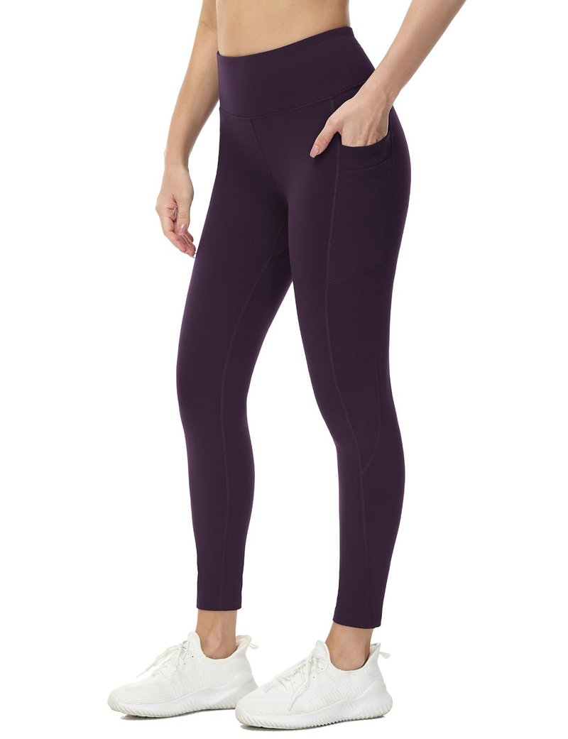 baleaf Fleece Lined Leggings Women Water Resistant 25" Petite Winter Warm Legging Thermal Running Tights Yoga Hiking Pants Purple S