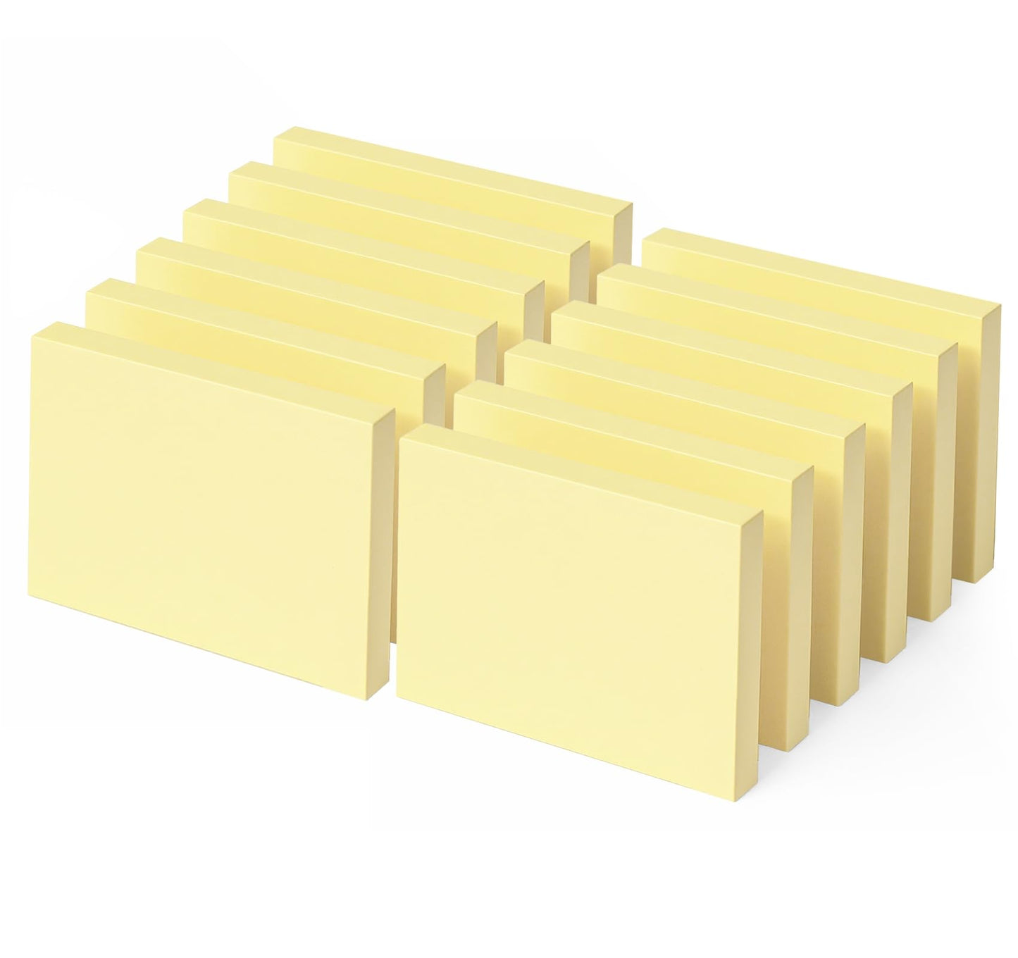 1200 Pcs Large Sticky Notes Yellow 3 x 5 in,12 Pads Self-Stick Notes, Super Adhesive Sticky Notes Pads, 100 Sheets/Pad, Clean Removal, Recyclable for Office, Shool, Home, Notebook, Meeting