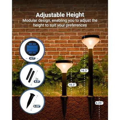 Sunco 6 Pack Round Solar Pathway Lights Outdoor, Super Bright 120 LM, 2CCT 2700K/4000K, Dimmable Path Lights for Garden, Backyard, Walkway, Driveway