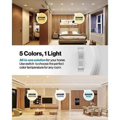 Sunco 6 Pack Recessed Lighting 6 Inch, Retrofit Can Lights, 965LM, 13W (75W Equivalent), Selectable CCT 2700K/3000K/3500K/4000K/5000K, Dimmable, Baffle Trim, Damp Rated UL