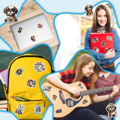 Shih Tzu Stickers 50 Pieces Vinyl Waterproof Decal for Laptop Water Bottle Phone Car Window Bike Motorcycle Stakeboard Scrapbook ShihTzus Sticker Gifts for Kid Teen Adult