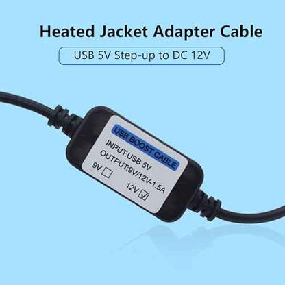 Heated Jacket Adapter Charger USB Voltage Step Up Cable for Milwaukee, M12, Snap-on, Metabo, Craftsman, AEG, Makita