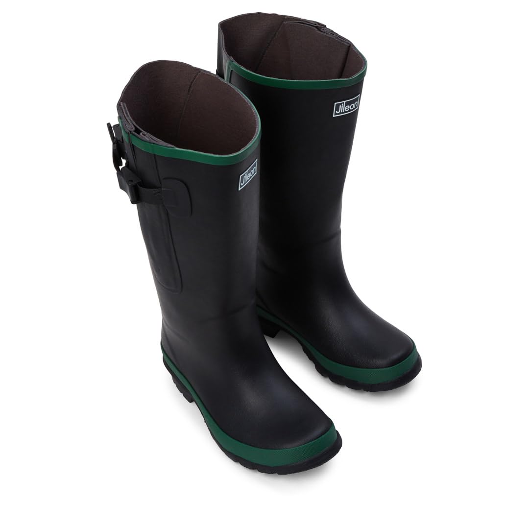 Jileon Extra Wide Calf Womens Rain Boots with Rear Expansion - Fit up to 20" Calves | Designed For Ladies with Wide Feet or Ankles | Durable and 100% Waterproof Boots