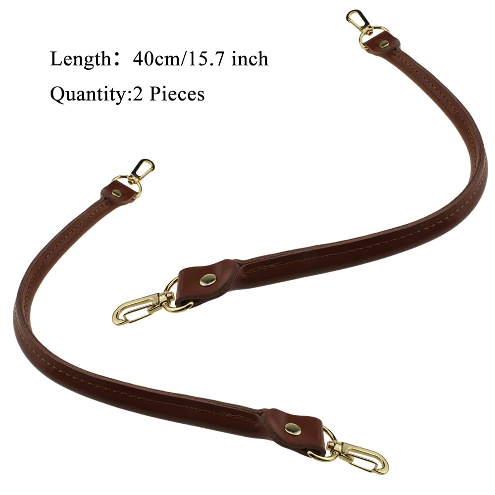 Hahiyo Purse Handle Replacement Cowhide Leather Handle Strap Shoulder Handbag Tote Belt Lobster Swivel Clasp Buckle Sturdy Easy Clip on Attach Stay on Not Slip off Not Leave Mark on Body 15.7inch 2PCS