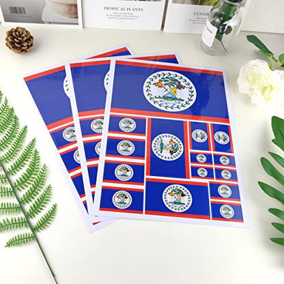 QQSD Belize Flag Sticker Belizean Decal in Multiple Sizes, 3 Pack, 11.7 x 8.3 Inches