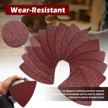 260pcs Oscillating Tool Sanding Pads Kit, 5pcs Triangle Sanding Pads and 5pcs Finger Sanding Pad, 250pcs Multitool Sandpaper Set, Multi Tool Sanding Attachment Fit for Finishing Wood