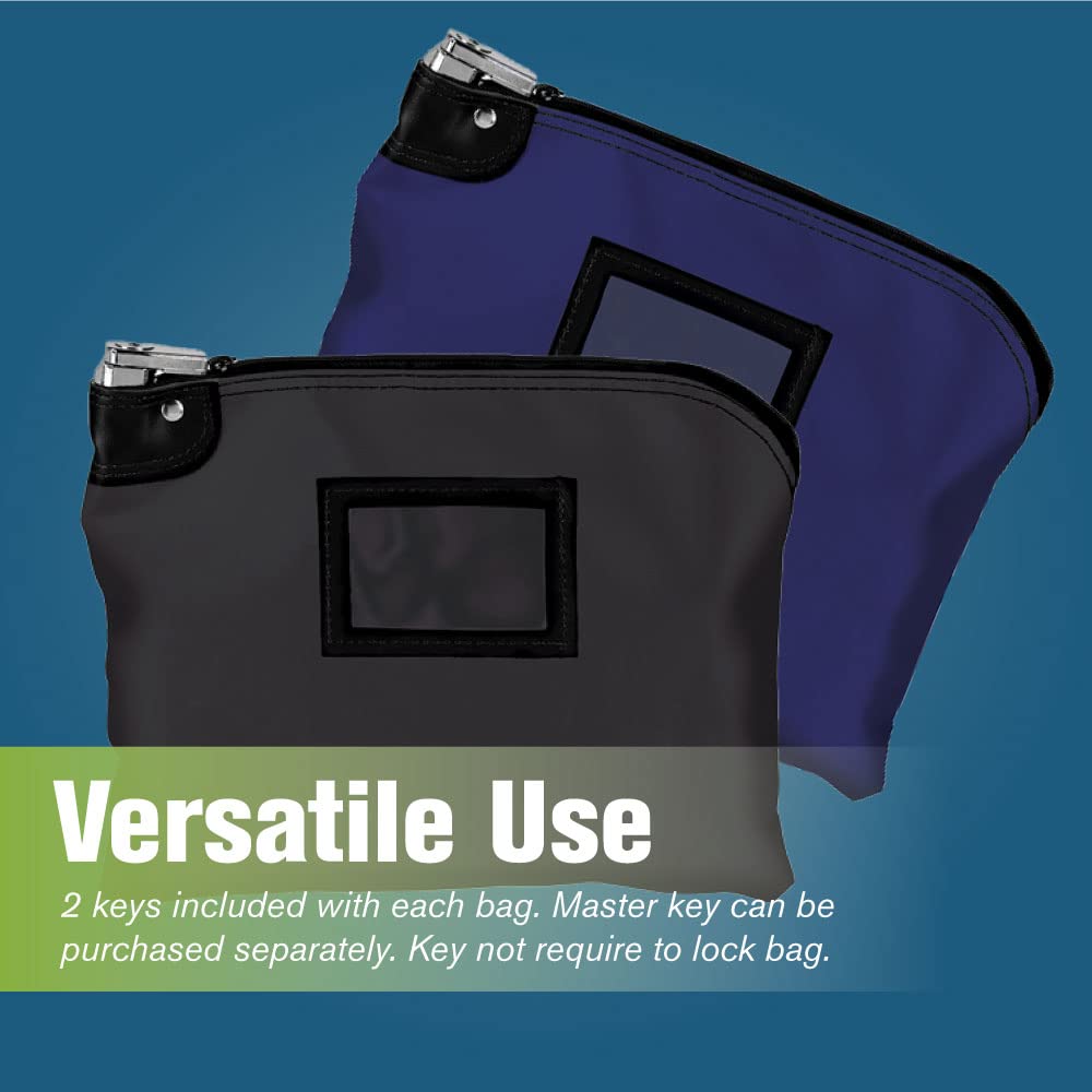 BankSupplies Locking Deposit Bag Laminated Nylon Royal Blue 15 x 11 2 Keys Included HIPAA Compliant Puncture Resistant