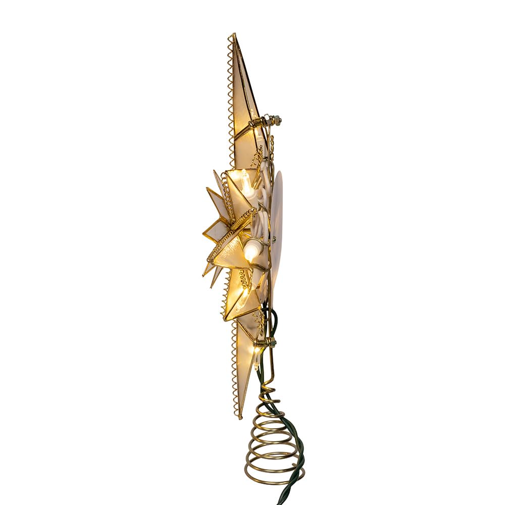 Kurt Adler 10.5" 10 Lights LED Capiz Bethlehem Star Treetop.