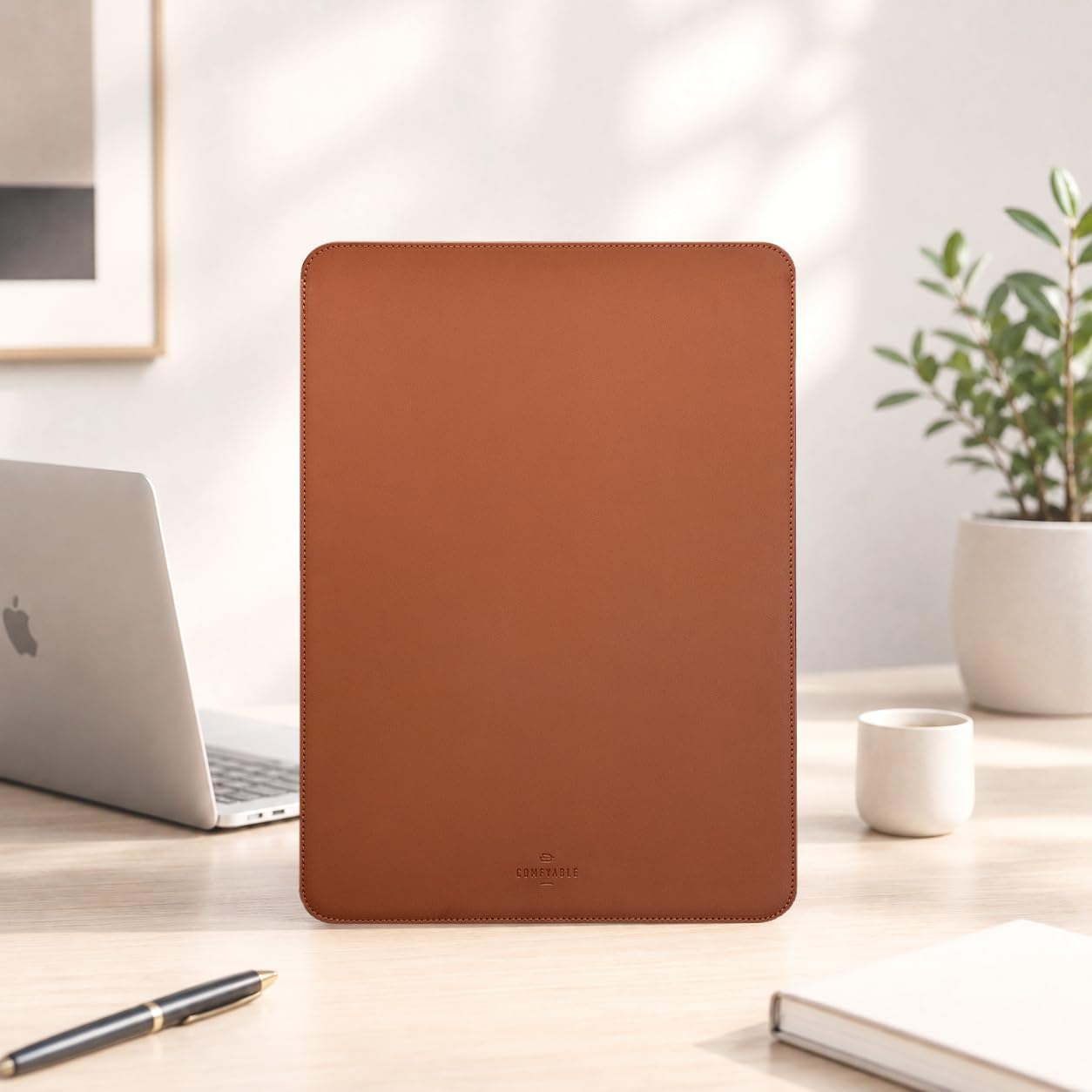 Comfyable Laptop Sleeve 14 Inch Precisely Compatible with MacBook Pro M5 M4 M3 M2 Pro/Max 2026-2021, Faux Leather Cover Case, 14 in, Brown