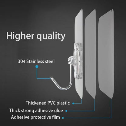 PapaPick Adhesive Wall Hook, Set Heavy-Duty Thickened self-Adhesive Hook，16Pcs，33lb max Loading，Transparent, Waterproof, Bathroom, Outdoor, Kitchen, Doors, Practical Tools.