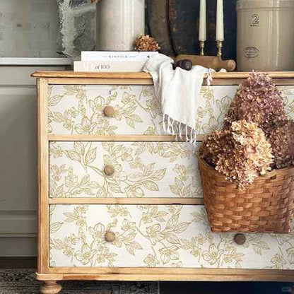 Ismoon Floral Peel and Stick Wallpaper Vintage Beige Contact Paper White Gold Stick on Wallpaper Textured Removable Self Adhesive Wall Paper for Bedroom Vinyl 17.3x78.7in