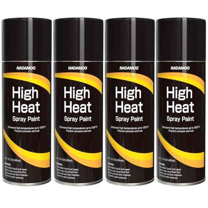 NADAMOO High Heat Spray Paint for Metal, Matte Finish BBQ & Stove Aerosol Paint - High Temperature Resistant Up to 1200¡ÆF, 4 Cans, Black