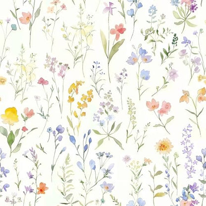 Floral Peel and Stick Wallpaper Boho Contact Paper Flower Leaf Removable Self Adhesive Waterproof Wall paper for Bathroom Bedroom Nursery Wildflower Botanical Thickened Vinyl Roll 17.32inW 118.11inL