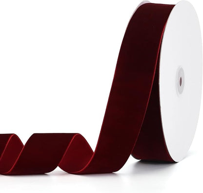 Burgundy Velvet Ribbon 2" x 20Yd,Great for Gift Wrapping,Hair Bows Making, Wreaths,Wedding and Christmas Party Decoration (Burgundy 2")