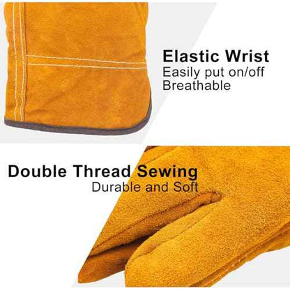 Lasnten 6 Pairs Winter Cowhide Leather Work Gloves Thick Thermal Imitation Lambswool Extra Grip Flexible Warm for Working in Cold Weather for Men