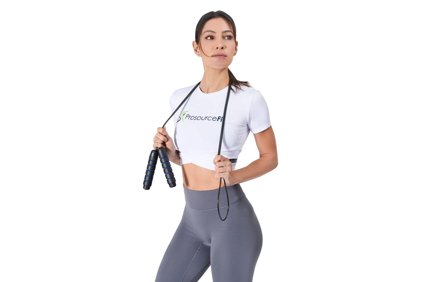 ProsourceFit Speed Jump Rope up to 8 Foot Adjustable Length for Men and Women, Foam Handles, Ultra Light Rope for Boxing, Jumping Exercises and Cardio Workout, Blue