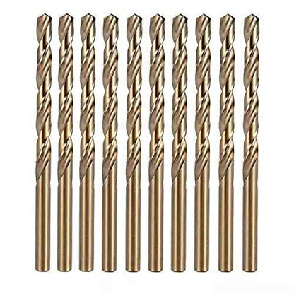5/32 Inch Cobalt Drill Bit Set, M35 Jobber Length Twist Drill Bits,Suitable for Drilling in Hard Metal, Stainless Steel, Cast Iron,10 Pieces