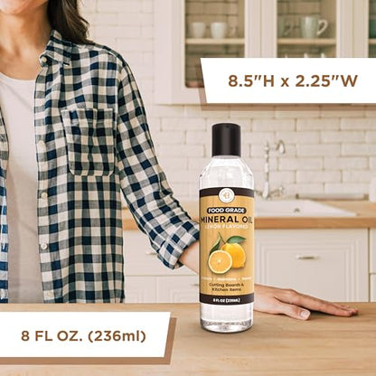 Wood Conditioner Oil to Restore Wood Cutting Boards - Food Grade Mineral Oil 8oz - Board Care, Protect & Refresh Wood, Bamboo, and Cutting Boards and Utensils