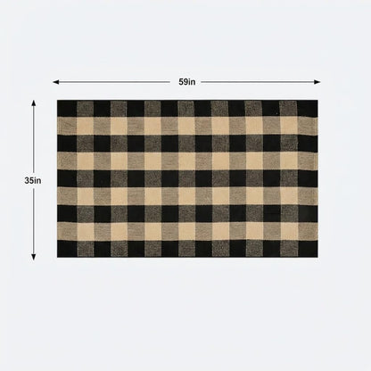 SKYPEA Brown and Black Buffalo Plaid Rug 3' x 5', Washable Farmhouse Non-Slip Checkered Doormat, Indoor Outdoor Floor Mat for Living Room, Bedroom, Entryway, Kitchen, Laundry Room