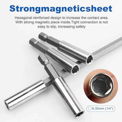 Rocaris 3 Pack Strong Magnetic Drill Bit Extension Holder, 1/4" Hex Shank, S2 Steel Magnetic Screwdriver Extension for Impact Driver, 2 inch, 4 inch, 6 inch