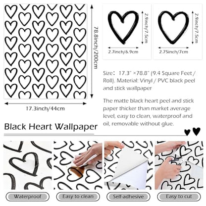 Peel and Stick Wallpaper Modern Contact Paper 17.3''¡¿78.8'' Self Adhesive Wallpaper Black and White Removable Wall Paper Decorative for Bedroom Bathroom Cabinets Kids Room Wallpapers Decor Vinyl Roll