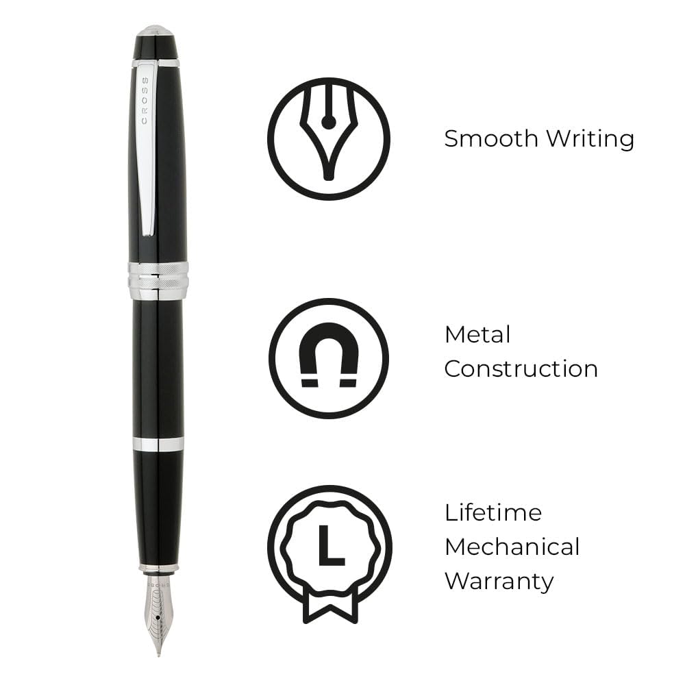Cross Bailey Black Lacquer Medium With Stainless Steel Nib Self Serve S Fountain Pen