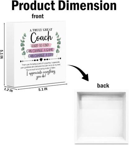 Coach Gifts Wooden Box Sign Wall Decor Wooden Plaque Sign Soccer Football Basketball Coach Gifts Appreciation Gifts for Mentor Trainer Tutor Office Living Room Home Decor Desk Shelf Table Decor
