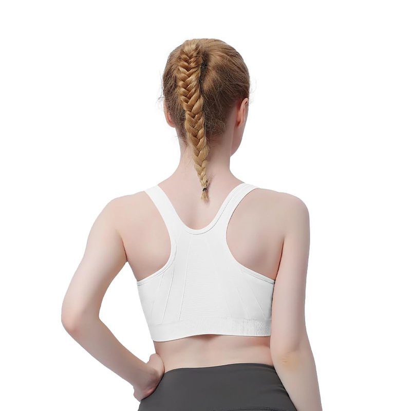 Women's Zip Front Sports Bra - Wireless, Padded, Post-Surgery Zipper Front Racerback Workout Yoga Gym Bra Top 2 Pack