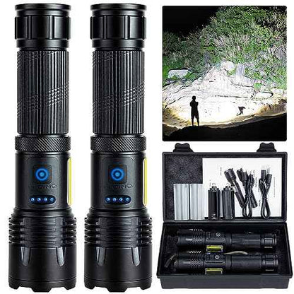 Rechargeable LED Flashlights High Lumen,99,000 Lumens Super Bright Flashlight,Powerful Flash Light 7 Modes with COB Work Light IPX7 Waterproof for Outdoor Emergency Camping Hiking¡¦
