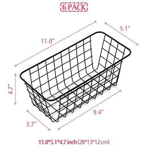 6 Pack Wire Storage Baskets Household Metal Wall-Mounted Containers Organizer Bins for Kitchen Bathroom Freezer Pantry Closet Laundry Room Cabinets Garage Shelf, Medium
