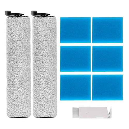 Replacement Accessories Kit Compatible with Tineco iFloor 2 Vacuum Cleaner, Include 2 Roller Brush, 6 Pre-Filter Foam