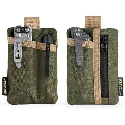 VIPERADE VE29 EDC Pouch Organizer With 3 Slots and Zipper Pocket for Everyday Carry Gears (Green/Tan)