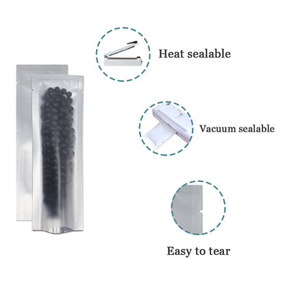 PABCK 100 Pcs 2.1x7.08 inch (Inside Size 1.77x6.69 inch) Clear Front Vacuum Heat Sealable Pure Mylar Foil Bag for Travel Shampoo Skincare Packaging Candy Coffee Powder Food Storage Aluminum Package