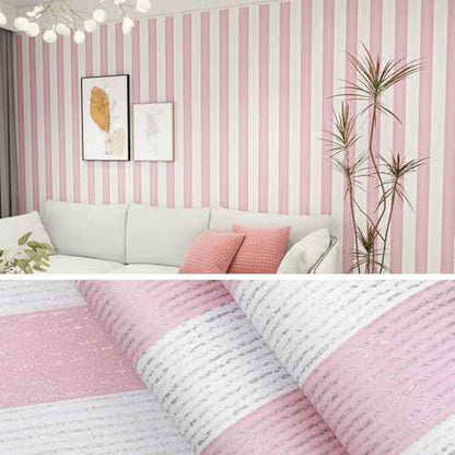 Pink Stripe Peel and Stick Wallpaper 15.7" x 118" Pink and White Self-Adhesive Wallpaper Removable Waterproof Contact Paper for Cabinets,Bedroom,Nursery,Accent Wall