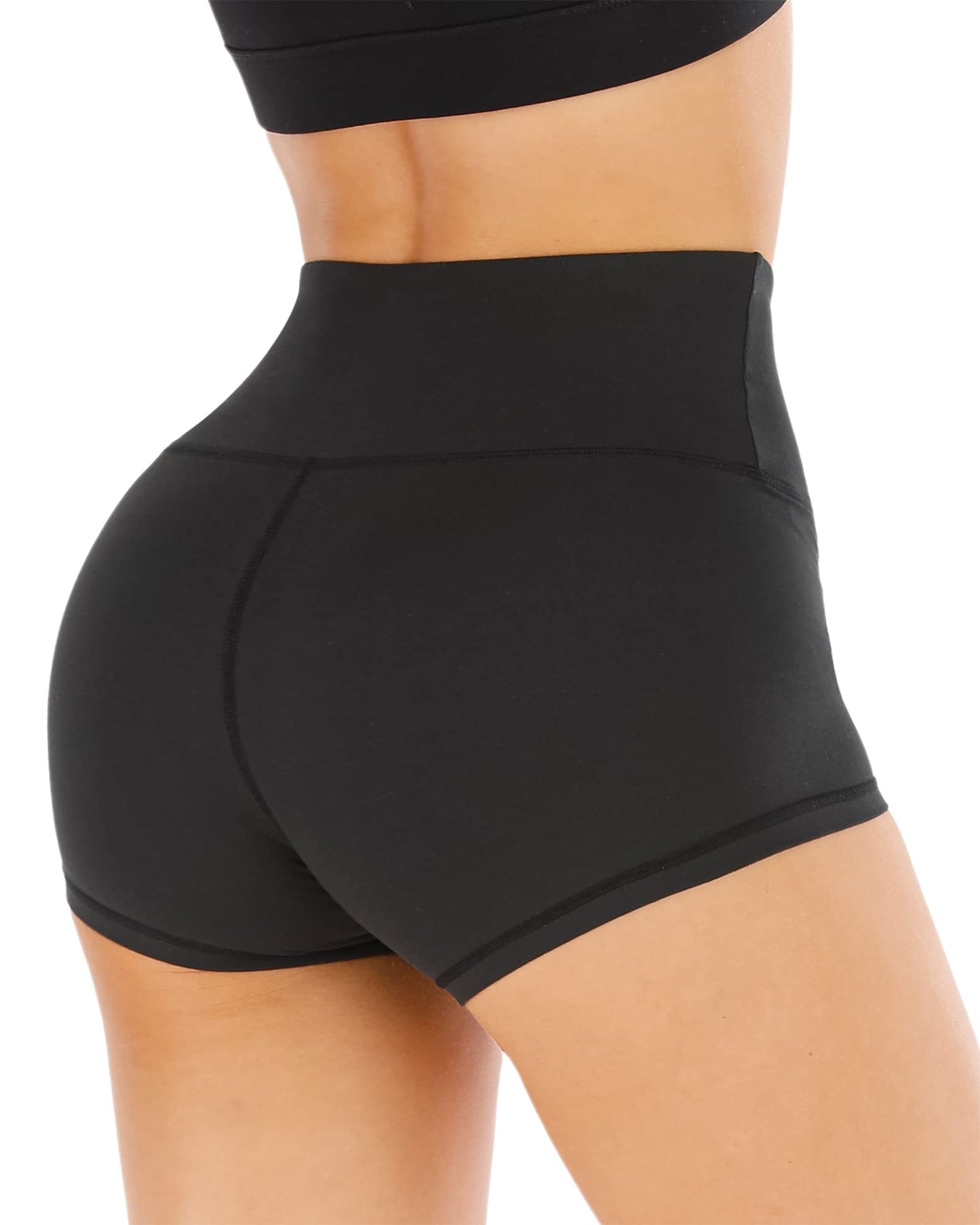 CHRLEISURE Biker Yoga Shorts for Women – High Waisted Tummy Control Workout Running Athletic Booty Soft Shorts(3" Black, M)