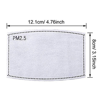 PM2.5 Activated Carbon Filter Replaceable 5 Layers Protective Filters Insert for Cotton Face Mask (10 Pieces)