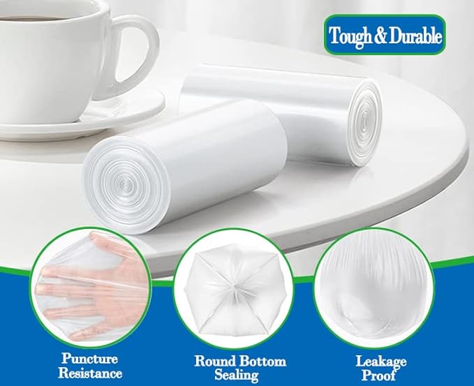 0.5 Gallon 350 pcs Mini Clear Trash Bags, Tiny Strong Garbage Bags, Small