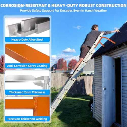 Extension Ladder Stabilizer-Ladder Standoff for Roof Gutter-500 Lbs Capacity-Heavy Duty Alloy Steel Ladder Hook-Wing Span Wall Extension Accessory Arms with Anti-Slip Rubber Feet/U Bolt